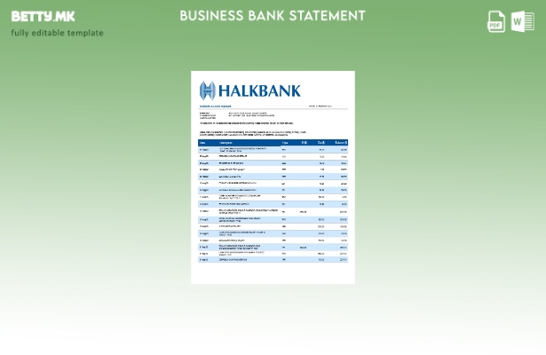 Модерен стил на Халкбанк деловна изјава Шаблон Word и PDF